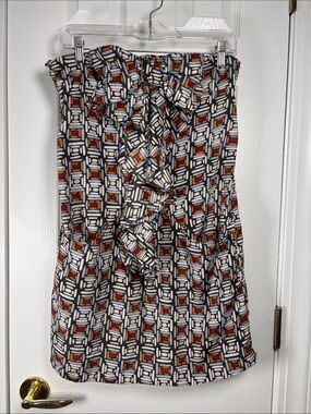 Muche et Muchette Iris Geometric Bow Print Strapless Dress Small Medium